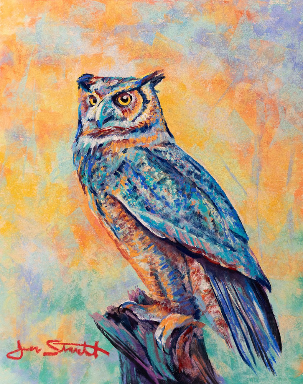 Jen Starwalt Contemporary Wildlife Art Original Art Wisdom in the Winds