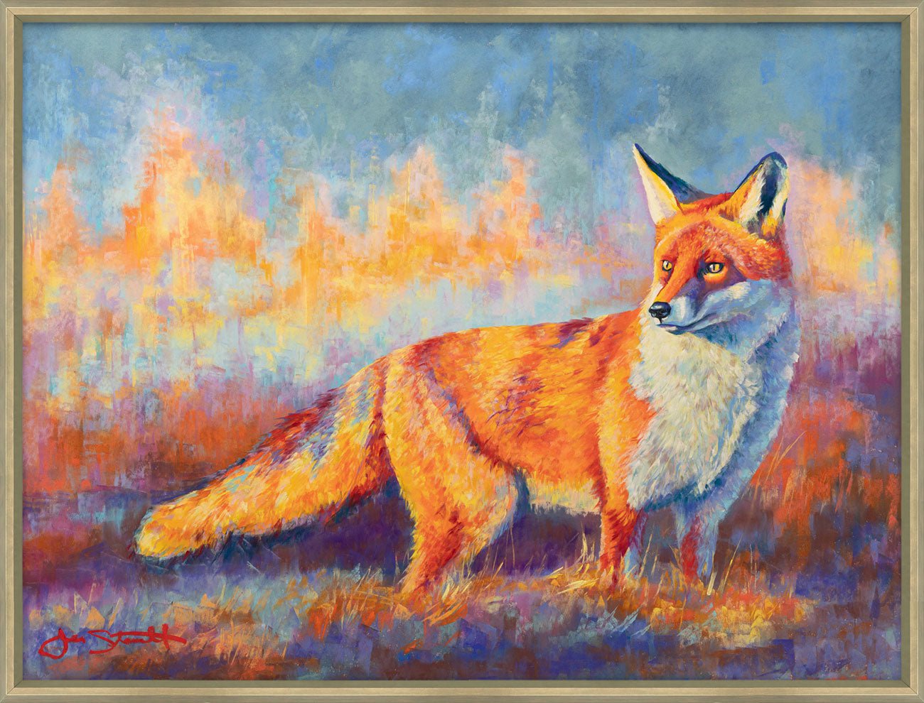 Jen Starwalt Contemporary Wildlife Art Original Art Red Dawn Original