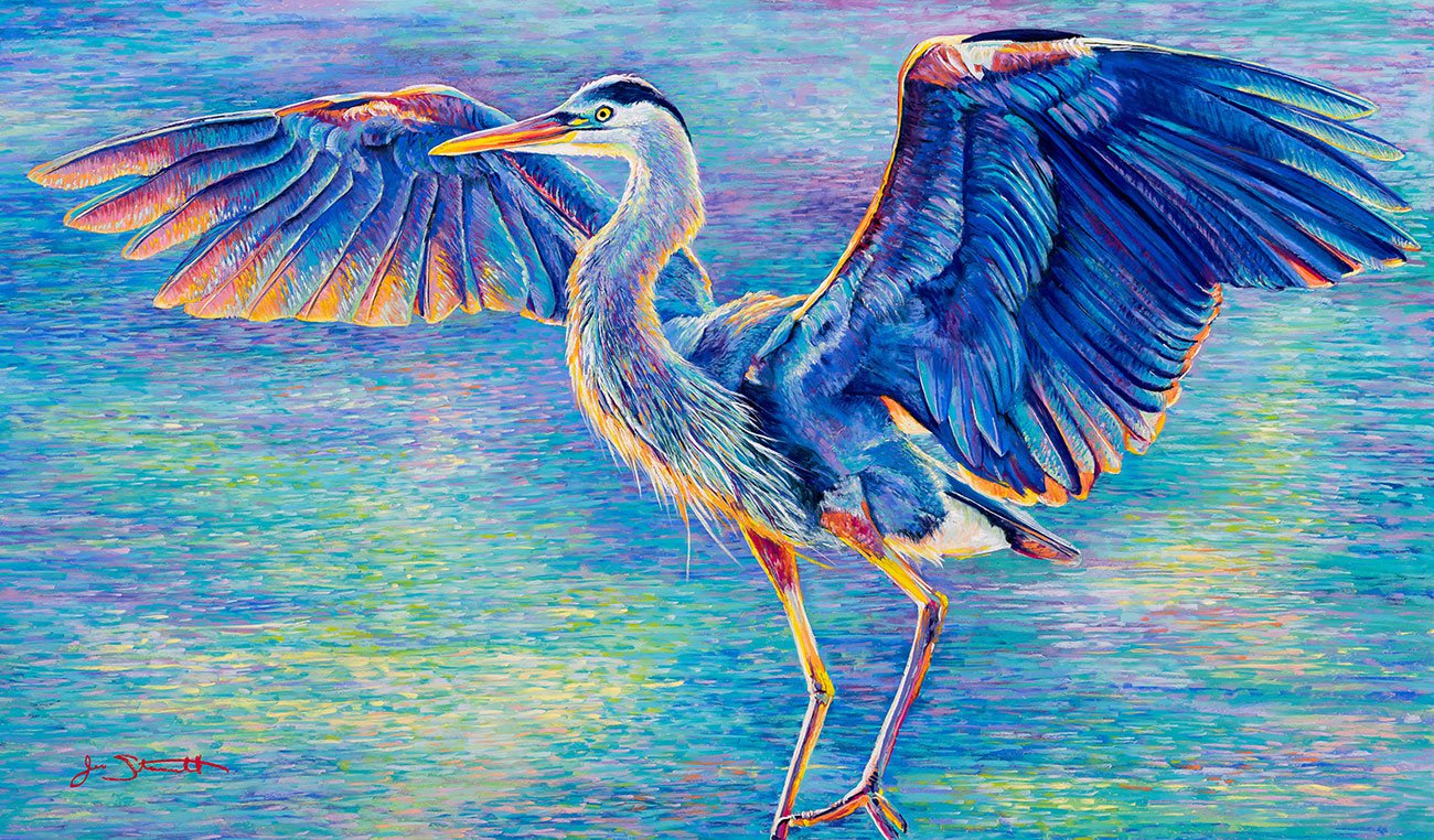 Jen Starwalt Contemporary Wildlife Art Original Art Take Flight in Changing Tides