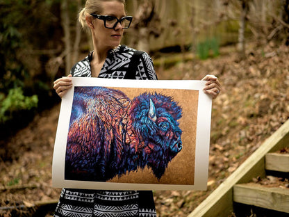 Jen Starwalt Contemporary Wildlife Art Print 18x24 Blessings of the Giving One Print
